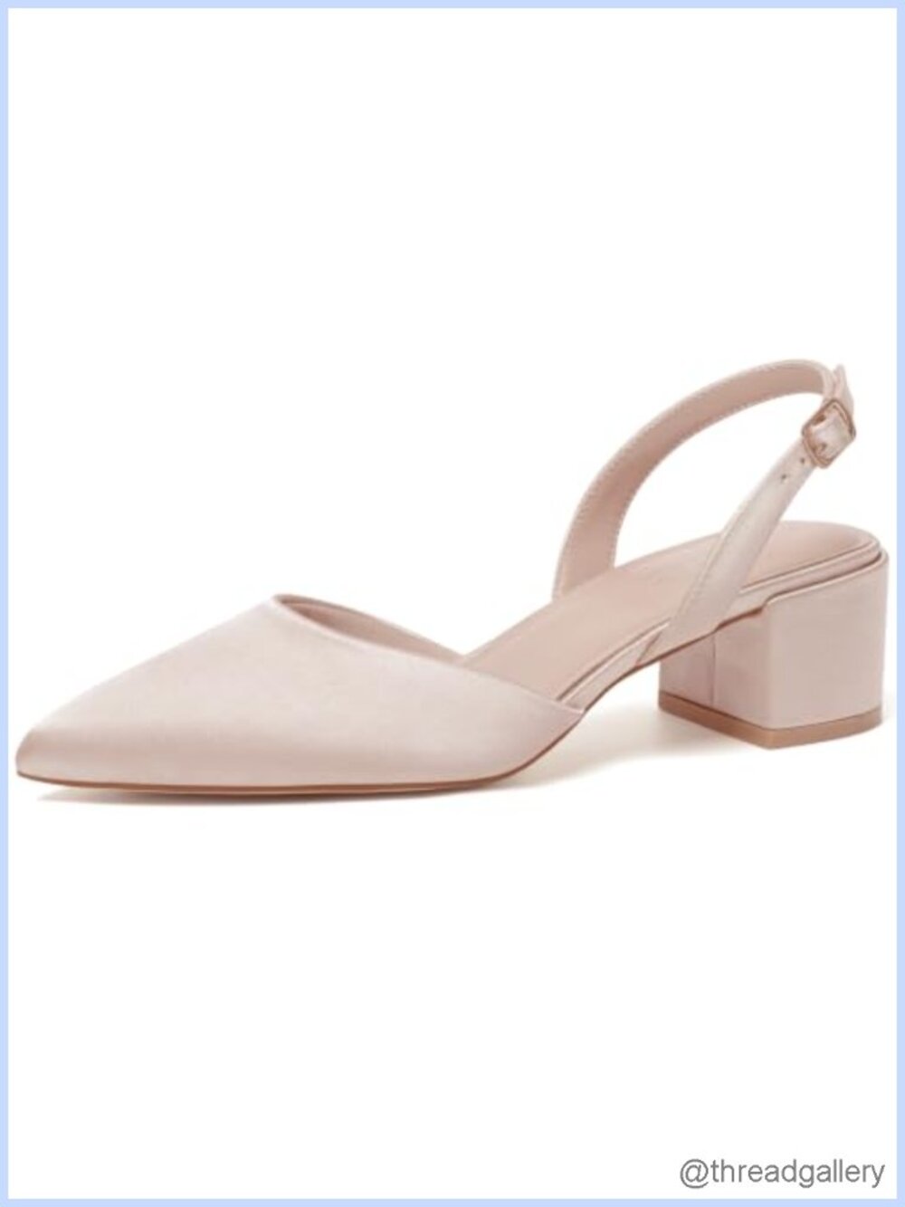 Slingback Block Heels Low Chunky Bridal Wedding Pointed Closed Toe Pumps